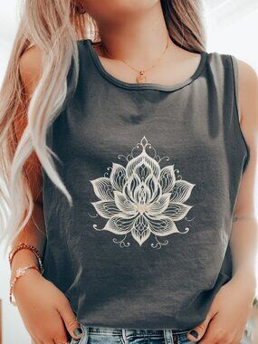 Lotus Flower Tank Top 🪷✨ | Women’s Yoga & Meditation Tank | Boho Watercolor Tee